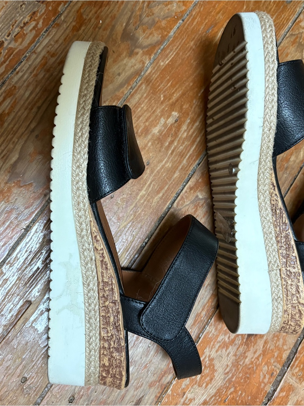 Josef Seibel Black and Brown Wedge Sandals - Picture 4 of 7